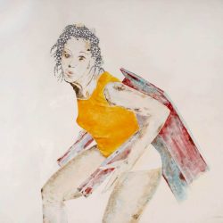 „Girl of Solution“ 2013 Eitempera, Buntstift auf Holz, 79x81 cm