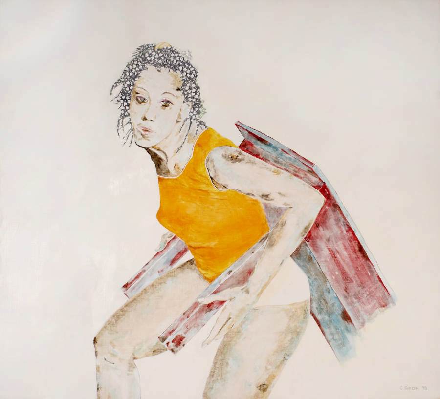 „Girl of Solution“ 2013 Eitempera, Buntstift auf Holz, 79x81 cm