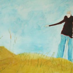 „Mann auf der Düne“ 2004 Eitempera, Öl auf Schablonenpapier, 70x100 cm —sold—