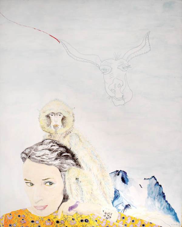 „Susanne am Silbersattel“ 2011 Eitempera, Ölkreide auf Holz, 112x90 cm