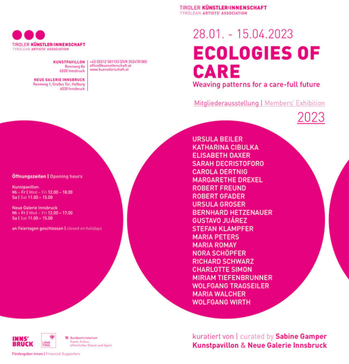 „Ecologies of Care – Weaving patterns for a care-full future“ Tiroler Künstler:innenschaft Mitgliederausstellung 28.01.2023 – 15.04.2023